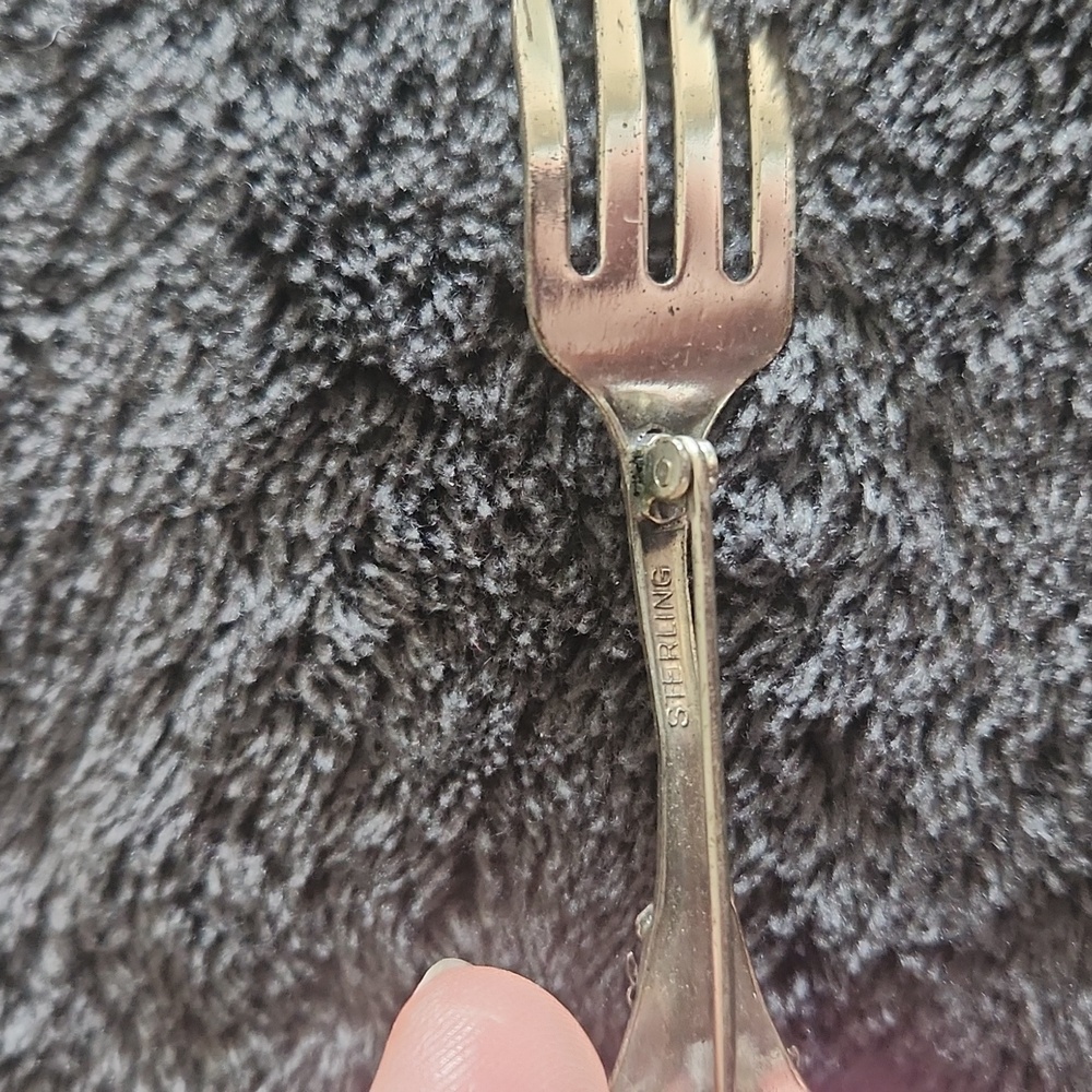 Sterling silver fork brooch - Picture 6 of 7
